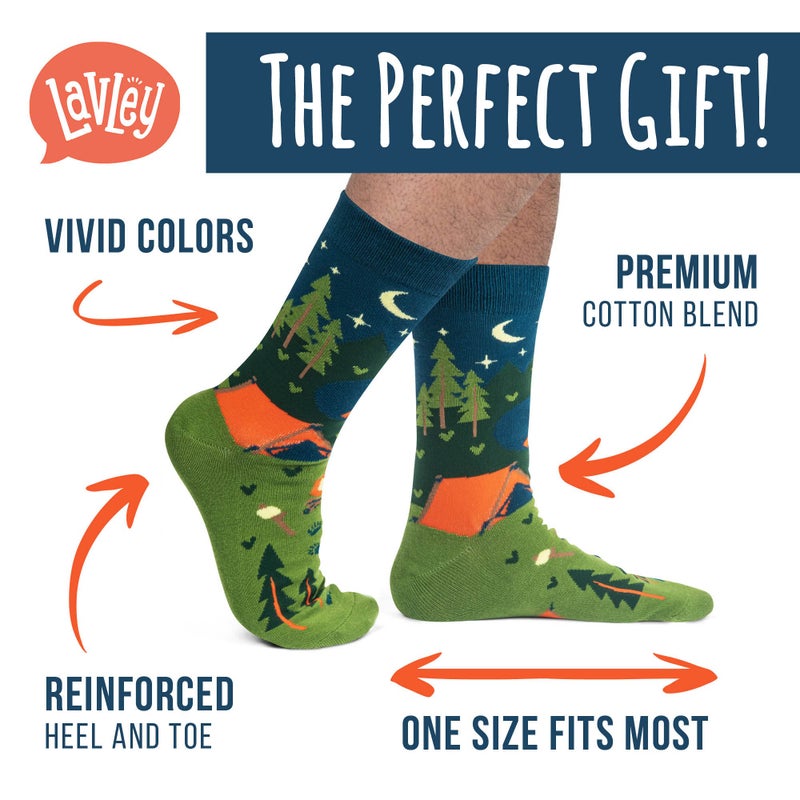 Lavley Iâ€™d Rather Be Camping Socks - Funny Outdoor Gift for Men Who Love Camping, RV Life and Hiking - One Size Fits Most - Image 2